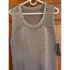 Banana Republic Open-Knit Braided Tank Womens L Gold Lichen Sleeveless Top
